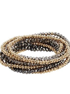 Park Lane Gold and Gunmetal Beaded Coil Bracelet - Women Jewelry